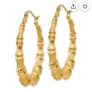 Gavriel Luxury Bamboo Retro Style Earrings in 14K Yellow Gold - 35 mm